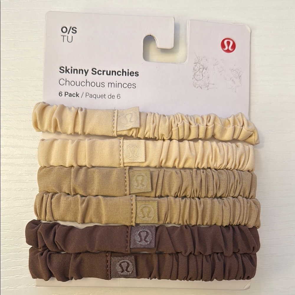 NWT Lululemon Athletica Skinny Scrunchies- 6 pack